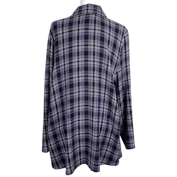 HABITAT Plaid Crinkle Tunic Top Gray Black Long Sleeve Shirt Size XL EUC - Picture 16 of 16